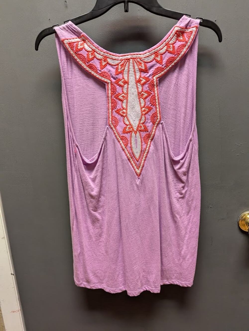 Gibson Size Large Purple Embroidered Racerback Tank Top Blouse NEW